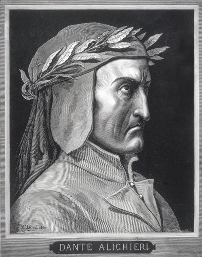 Portrait of Dante Alighieri, Engraved by Stephane Pannemaker, Frontispiece from 